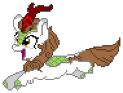 Size: 950x720 | Tagged: safe, artist:dragonchaser123, artist:pro-flyer, autumn blaze, kirin, g4, sounds of silence, cloven hooves, female, happy, manepxls, open mouth, pixel art, pxls.space, simple background, smiling, solo, transparent background