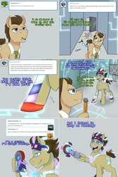 Size: 1502x2254 | Tagged: safe, artist:jitterbugjive, derpy hooves, doctor whooves, time turner, oc, oc:neosurgeon, pony, lovestruck derpy, g4, crossover, doctor who, sonic screwdriver, the doctor
