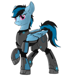 Size: 2100x2400 | Tagged: safe, artist:yognaughtsteve, oc, oc only, oc:icylightning, pegasus, pony, armor, high res, mass effect, simple background, solo