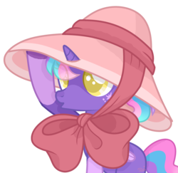 Size: 2615x2544 | Tagged: safe, artist:joshuarm, oc, oc only, oc:violet glow, pony, unicorn, base used, female, filly, hat, high res, simple background, solo, transparent background