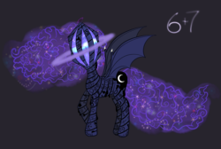 Size: 3477x2340 | Tagged: safe, artist:sixes&sevens, princess luna, alicorn, pony, g4, bat wings, body horror, eldritch abomination, extra eyes, female, high res, simple background, solo, wings