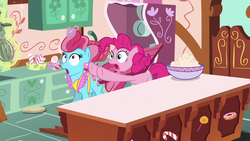Size: 1280x720 | Tagged: safe, screencap, cup cake, pinkie pie, earth pony, pony, between dark and dawn, g4
