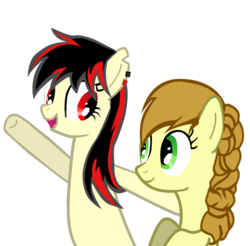 Size: 781x768 | Tagged: safe, artist:jenniethepoorfilly, oc, oc only, oc:lassie jack, oc:raven fear, pony, best friends, happy, simple background, solo, transparent background