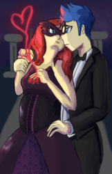 Size: 2200x3400 | Tagged: dead source, safe, artist:pettypop, flash sentry, sunset shimmer, equestria girls, g4, duo, female, high res, male, ship:flashimmer, shipping, straight