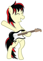 Size: 7920x11136 | Tagged: safe, artist:techrainbow, oc, oc only, oc:raven fear, pony, electric guitar, guitar, musical instrument, rocking, simple background, solo, transparent background