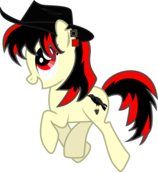 Size: 8850x9682 | Tagged: safe, artist:presstoshoot, oc, oc only, oc:raven fear, pony, happy, hat, skipping, solo, vector
