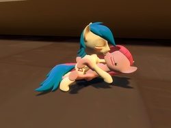 Size: 1024x768 | Tagged: safe, artist:nightmenahalo117, oc, oc:latios the pegasus, earth pony, pegasus, pony, 3d, blushing, brother and sister, canon x oc, female, incest, kissing, male, mare, siblings, stallion
