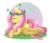 Size: 920x785 | Tagged: safe, artist:toxiccolour, fluttershy, butterfly, pegasus, pony, g4, abstract background, chest fluff, circle background, crossed hooves, cute, eyes closed, female, floral head wreath, flower, grass, mare, outdoors, prone, shyabetes, smiling, solo, spread wings, wings