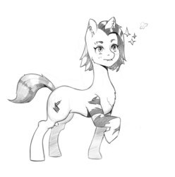 Size: 2306x2327 | Tagged: safe, artist:smomi, oc, oc only, earth pony, pony, black and white, grayscale, high res, monochrome, pun, solo, tattoo