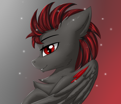 Size: 3500x3000 | Tagged: safe, artist:snowstormbat, oc, oc only, oc:blitz moon, pegasus, pony, bust, gradient background, high res, looking at you, male, portrait, solo, wings
