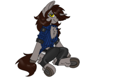 Size: 1920x1200 | Tagged: safe, artist:brainiac, derpibooru exclusive, oc, oc only, oc:ivy, earth pony, pony, 2020 community collab, derpibooru community collaboration, bottomless, chest fluff, clothes, hockless socks, horn, partial nudity, simple background, solo, transparent background, unicorn oc
