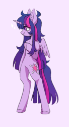 Size: 365x666 | Tagged: safe, artist:demiistar, twilight sparkle, alicorn, semi-anthro, g4, arm hooves, bipedal, colored hooves, cute, ear fluff, female, mare, pink background, simple background, smiling, solo, twiabetes, twilight sparkle (alicorn)