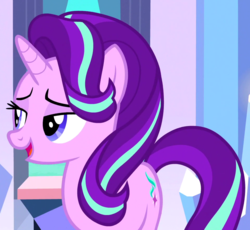 Size: 954x876 | Tagged: safe, edit, edited screencap, editor:mycarhasamoustache, screencap, starlight glimmer, pony, unicorn, g4, the times they are a changeling, bedroom eyes, cropped, crystal empire, female, mare, solo