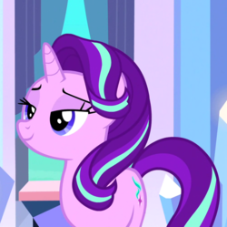 Size: 998x996 | Tagged: safe, edit, edited screencap, editor:mycarhasamoustache, screencap, starlight glimmer, pony, unicorn, g4, the times they are a changeling, bedroom eyes, cropped, crystal empire, female, mare, solo