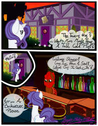 Size: 3500x4500 | Tagged: dead source, safe, artist:becauseimpink, rarity, oc, pony, unicorn, comic:transition, g4, alcohol, beer bottle, comic, dialogue, elusive, frown, male, rule 63, stallion, transgender