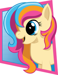 Size: 612x792 | Tagged: safe, artist:samoht-lion, oc, oc only, oc:golden gates, earth pony, pony, abstract background, female, mare, open mouth, smiling, solo