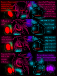 Size: 1200x1600 | Tagged: safe, artist:didun850, princess luna, alicorn, earth pony, pony, comic:ask chase the pony, g4, ask, blushing, collar, comic, dialogue, female, filly, glowing eyes, leash, lineart, male, red eyes, stallion, tumblr