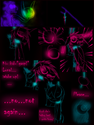 Size: 1200x1600 | Tagged: safe, artist:didun850, oc, oc:chase, alicorn, pony, shadow pony, comic:ask chase the pony, comic, crescent moon, dialogue, female, filly, glowing eyes, hanging, hanging (by neck), lineart, male, moon, stallion