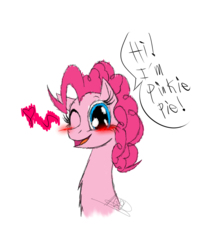 Size: 1400x1600 | Tagged: safe, alternate version, artist:didun850, pinkie pie, earth pony, pony, g4, blushing, colored, female, heart, one eye closed, simple background, solo, speech, white background, wink