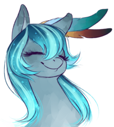 Size: 2317x2588 | Tagged: safe, artist:leechetious, oc, oc only, pony, bust, ethereal mane, eyes closed, freckles, high res, simple background, smiling, solo, starry mane, transparent background