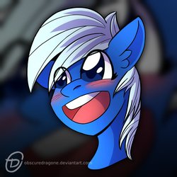 Size: 1024x1024 | Tagged: safe, artist:obscuredragone, oc, oc only, pony, big eyes, blushing, commission, ear fluff, grin, happy, male, open mouth, smiling, solo, stallion, ych result