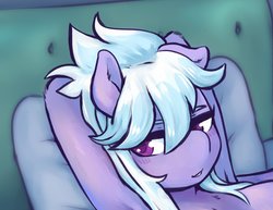 Size: 1376x1064 | Tagged: safe, artist:rainbowsprinklesart, cloudchaser, anthro, g4, arm behind head, armpits, female, patreon, patreon preview, paywall content, reclining, solo