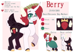 Size: 1280x893 | Tagged: safe, artist:sweetie-drawz, oc, oc only, oc:berry, deer, deer pony, original species, pony, female, mare, reference sheet, solo
