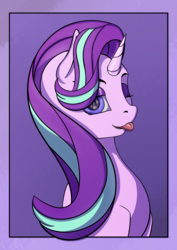 Size: 2480x3508 | Tagged: safe, artist:aterhut, starlight glimmer, pony, unicorn, g4, :p, female, high res, one eye closed, solo, tongue out, wink