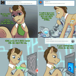 Size: 1502x1502 | Tagged: safe, artist:jitterbugjive, doctor whooves, time turner, oc, oc:neosurgeon, pony, robot, lovestruck derpy, g4, animated, doctor who, gif, sonic screwdriver, the doctor