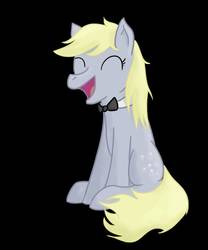 Size: 816x979 | Tagged: safe, artist:theslendid, derpy hooves, pegasus, pony, g4, black background, bowtie, eyes closed, female, mare, simple background, sitting, smiling, solo