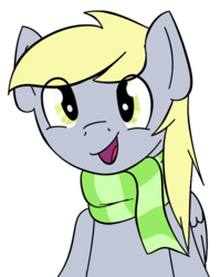Size: 649x815 | Tagged: safe, artist:theslendid, derpy hooves, pegasus, pony, g4, clothes, female, mare, scarf, simple background, smiling, solo, transparent background