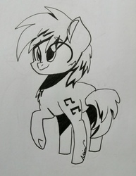 Size: 2234x2891 | Tagged: safe, artist:c.a.m.e.l.l.i.a, blues, noteworthy, pony, g4, black and white, cute, ear fluff, grayscale, high res, male, monochrome, simple background, smiling, stallion, white background