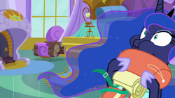 Size: 1280x720 | Tagged: safe, screencap, princess luna, pony, between dark and dawn, g4, female, fireplace, log, mare, solo