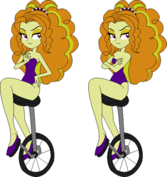 Size: 544x578 | Tagged: safe, artist:erichgrooms3, artist:selenaede, adagio dazzle, equestria girls, g4, bare arms, bare shoulders, base used, clothes, crossed arms, cute, dagibetes, female, frown, headband, legs, leotard, sexy, shoes, simple background, sitting, solo, stupid sexy adagio dazzle, transparent background, unicycle, vector