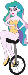 Size: 237x621 | Tagged: safe, artist:erichgrooms3, artist:selenaede, princess celestia, principal celestia, equestria girls, g4, base used, clothes, cute, female, happy, leotard, open mouth, sexy, shoes, simple background, sitting, smiling, solo, stupid sexy celestia, transparent background, unicycle