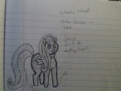 Size: 4160x3120 | Tagged: safe, fluttershy, pegasus, pony, g4, female, lined paper, pencil drawing, solo, traditional art