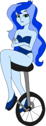 Size: 220x607 | Tagged: safe, artist:erichgrooms3, artist:selenaede, princess luna, vice principal luna, equestria girls, g4, bare arms, bare shoulders, base used, clothes, crossed arms, cute, female, frown, legs, leotard, looking to the left, lunabetes, sexy, shoes, simple background, sitting, solo, transparent background, unicycle, vector