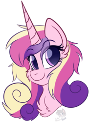 Size: 779x1026 | Tagged: safe, artist:cutiepatootiee, princess cadance, pony, g4, bust, cheek fluff, chest fluff, cute, cutedance, ear fluff, female, mare, portrait, simple background, smiling, solo, transparent background