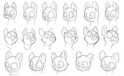 Size: 3900x2400 | Tagged: safe, artist:flufflepimp, pony, bust, cheek fluff, female, grayscale, high res, learning to draw, lineart, mare, monochrome, open mouth, simple background, sketch, sketch dump, white background