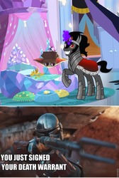 Size: 644x960 | Tagged: safe, edit, edited screencap, screencap, king sombra, pony, g4, the beginning of the end, grogu, papa bear, papa wolf, spoilers for another series, star wars, the mandalorian