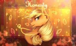 Size: 3600x2200 | Tagged: safe, artist:kot-of-eden, artist:saphirecat11, part of a set, applejack, earth pony, pony, g4, bust, element of honesty, female, high res, jewelry, looking at you, necklace, smiling, solo