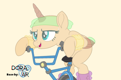 Size: 1548x1030 | Tagged: safe, artist:doraair, oc, oc only, alicorn, pony, alicorn oc, base, bicycle, horn, simple background, solo