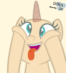 Size: 3000x3326 | Tagged: safe, artist:doraair, oc, oc only, pony, unicorn, base, bust, cheek squish, high res, horn, solo, squishy cheeks, tongue out, unicorn oc