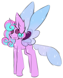 Size: 242x300 | Tagged: safe, artist:hunterthewastelander, oc, oc only, changeling queen, changepony, hybrid, changeling queen oc, interspecies offspring, offspring, parent:princess flurry heart, parent:thorax, parents:flurrax, simple background, solo, white background