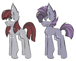 Size: 591x474 | Tagged: safe, artist:hunterthewastelander, oc, oc only, earth pony, pony, duo, earth pony oc, female, male, mare, offspring, parent:maud pie, parent:mud briar, parents:maudbriar, siblings, simple background, stallion, white background