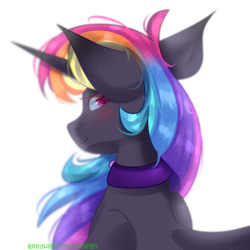 Size: 2000x2000 | Tagged: safe, artist:redheartponiesfan, oc, oc only, oc:moonlight rainbow, pony, unicorn, bust, female, high res, mare, multicolored hair, portrait, rainbow hair, simple background, solo, transparent background