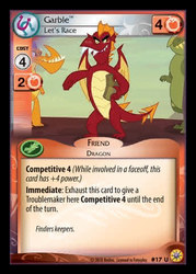 Size: 344x480 | Tagged: safe, enterplay, garble, dragon, friends forever (set), g4, gauntlet of fire, my little pony collectible card game, card, ccg, merchandise, solo focus