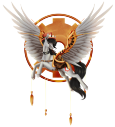 Size: 1024x1129 | Tagged: safe, artist:oneiria-fylakas, oc, oc only, oc:iron skull, pegasus, pony, collar, female, goggles, hat, mare, saddle, simple background, solo, spiked collar, tack, transparent background, wing guards