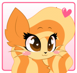 Size: 718x681 | Tagged: safe, artist:sohmasatori, part of a set, oc, oc:mistie pone, cat, cat pony, original species, animated, blush sticker, blushing, bouncing, chest fluff, commission, cute, female, gif, heart, heart eyes, simple background, transparent background, wingding eyes, ych result