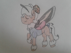 Size: 2576x1932 | Tagged: safe, artist:stemthebug, oc, oc only, oc:stem bedstraw, moth, mothpony, original species, clothes, cute, food, hat, male, pancakes, photo, solo, uniform